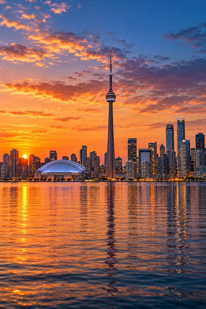 Toronto skyline across the lake, Canada