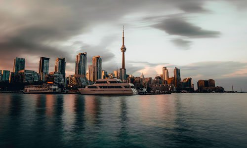 Toronto skyline across the lake, Canada